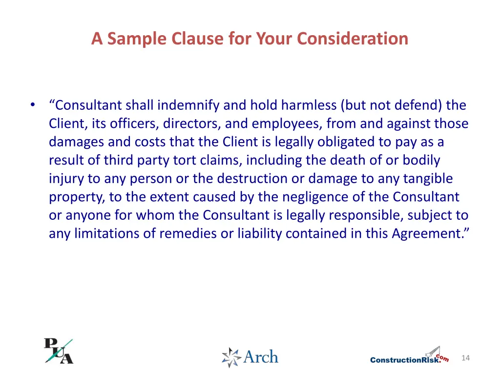 a sample clause for your consideration