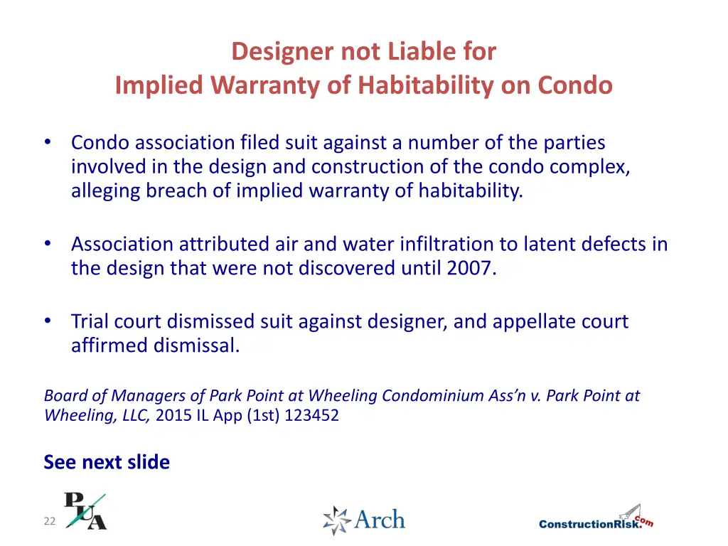 designer not liable for implied warranty