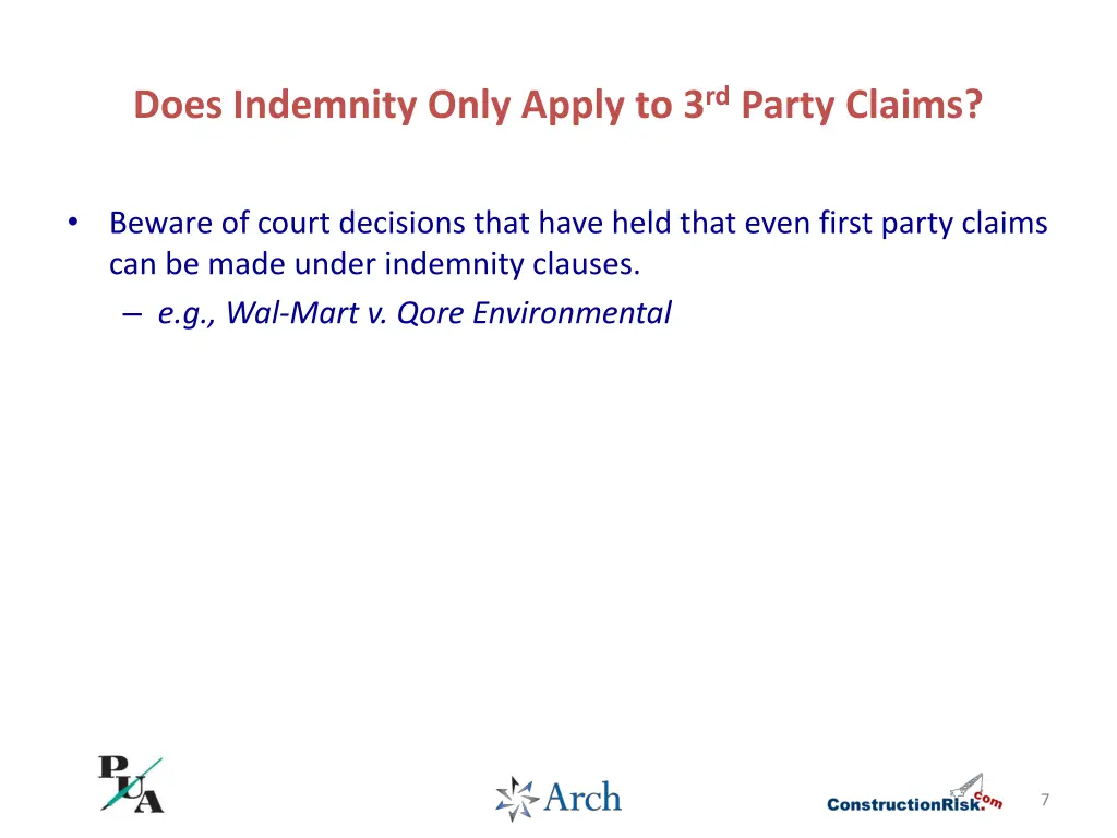 does indemnity only apply to 3 rd party claims