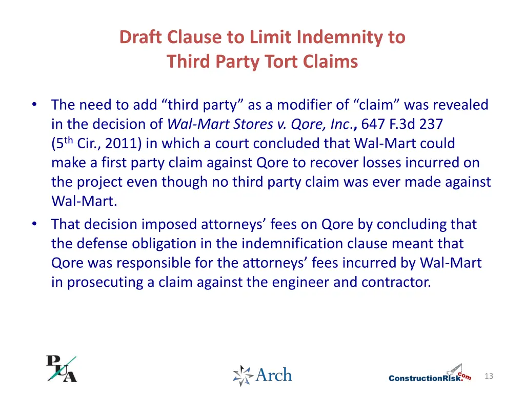 draft clause to limit indemnity to third party