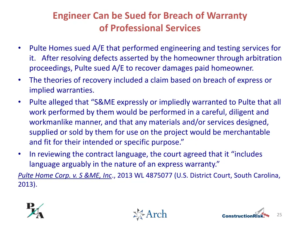 engineer can be sued for breach of warranty