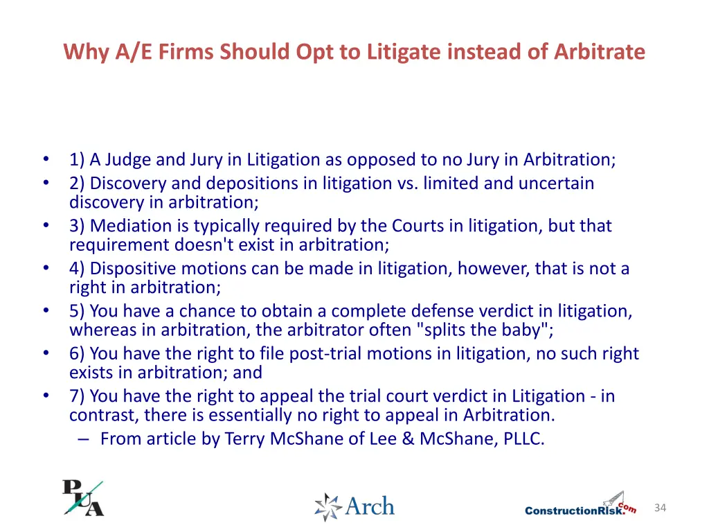 why a e firms should opt to litigate instead