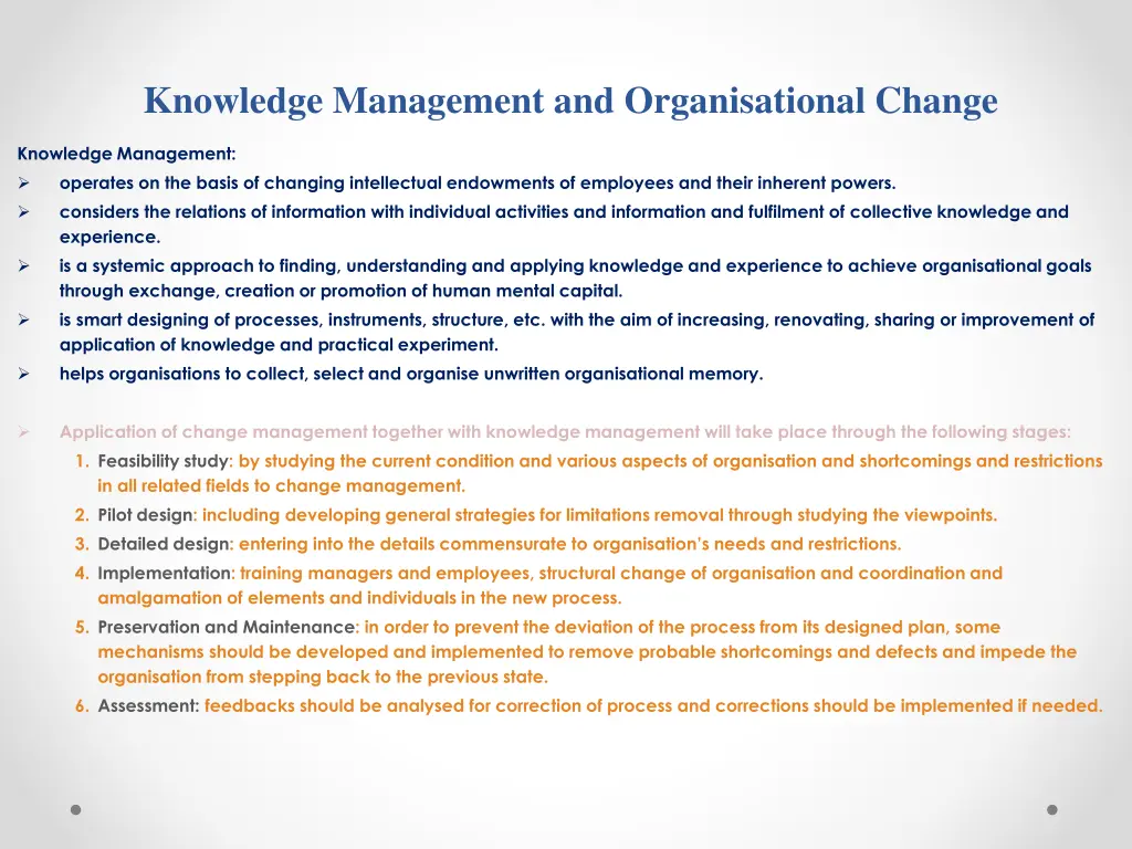 knowledge management and organisational change