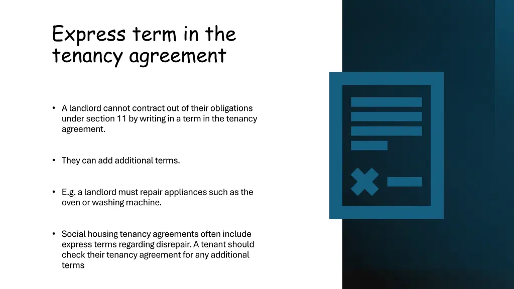 express term in the tenancy agreement