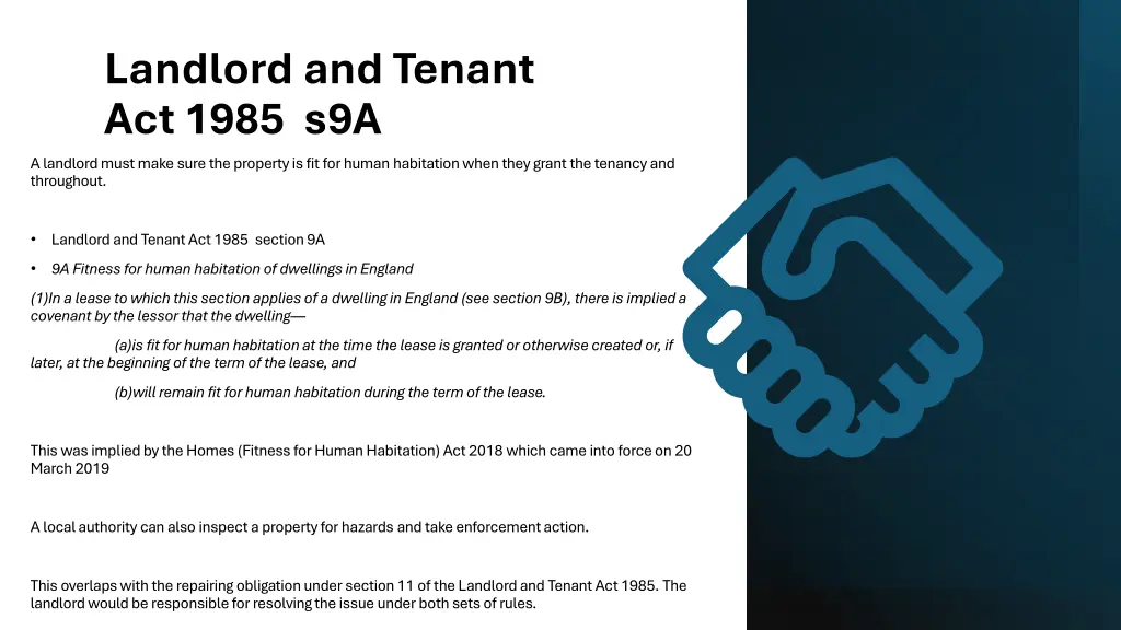 landlord and tenant act 1985 s9a a landlord must