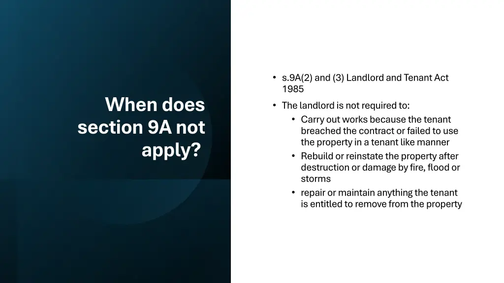 s 9a 2 and 3 landlord and tenant act 1985