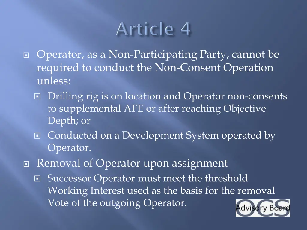 operator as a non participating party cannot