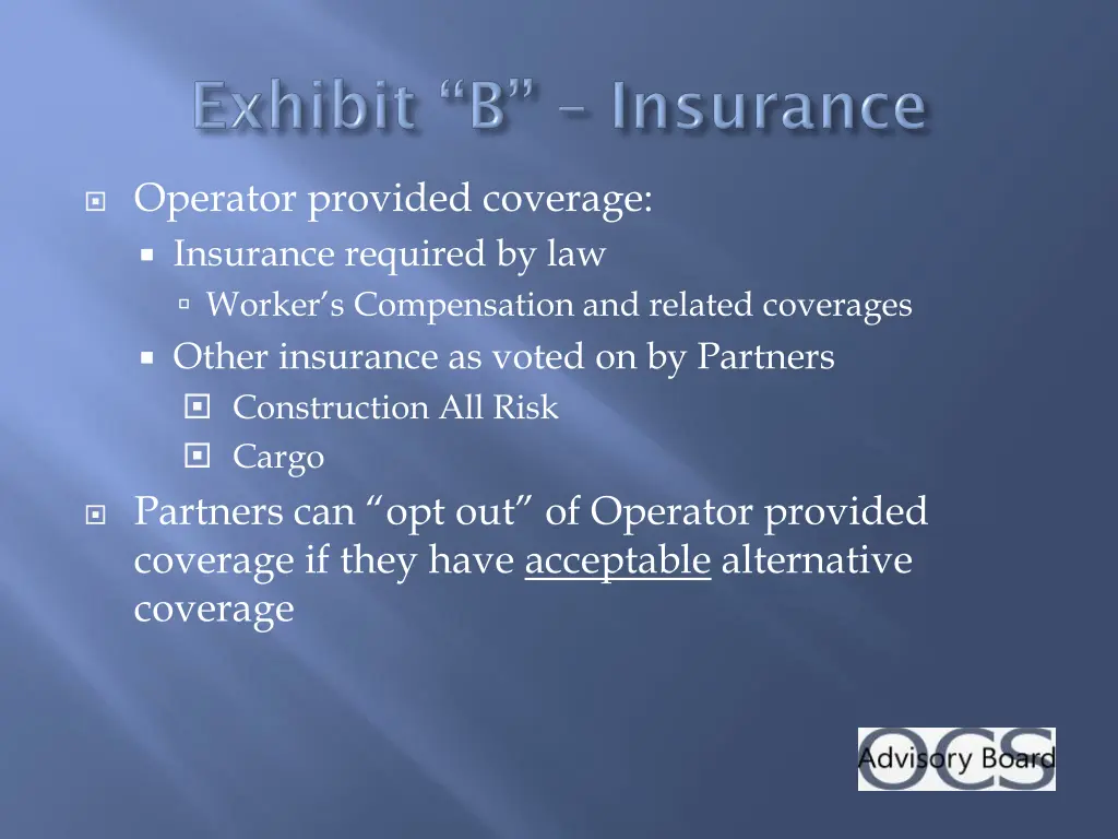 operator provided coverage insurance required