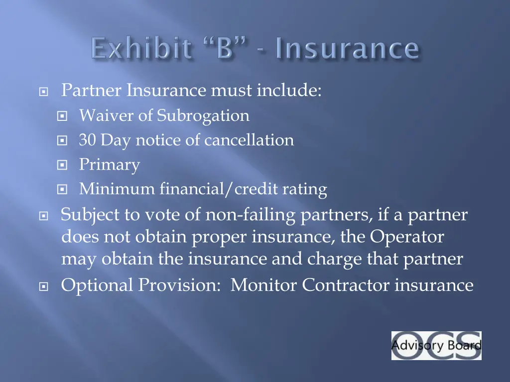 partner insurance must include waiver