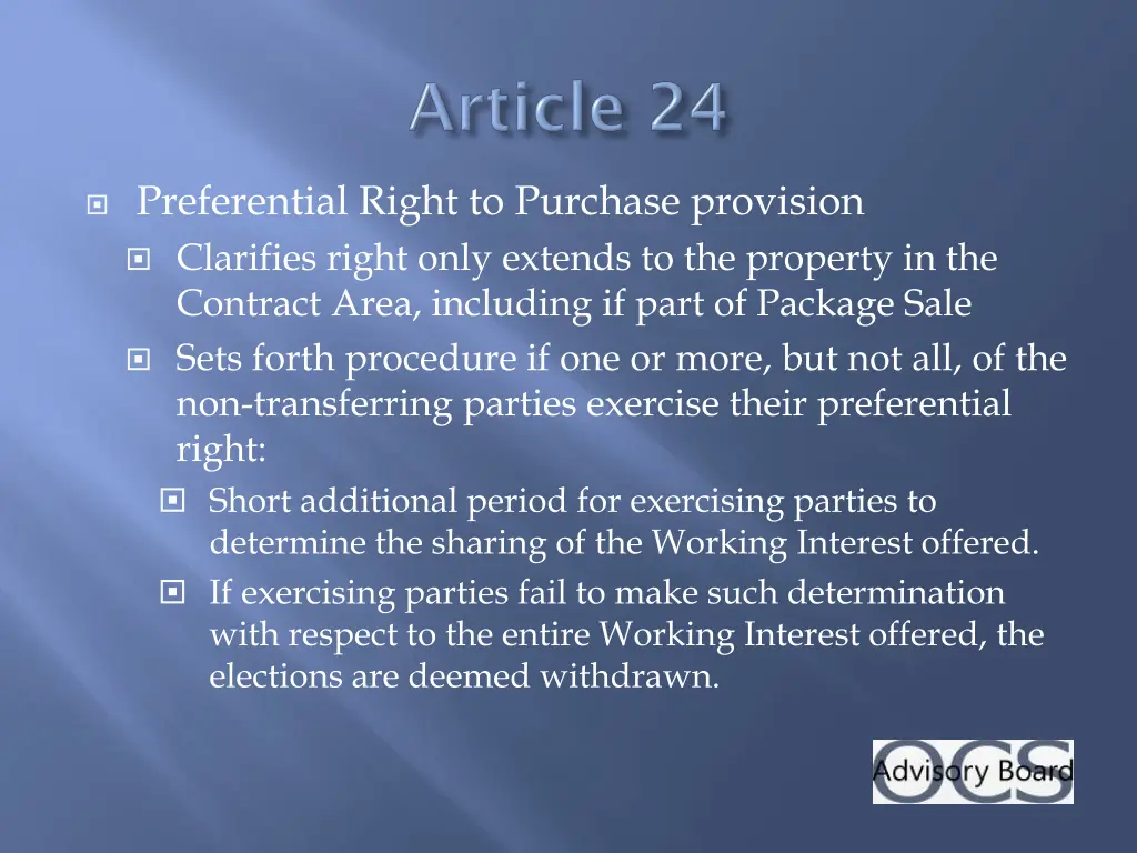 preferential right to purchase provision