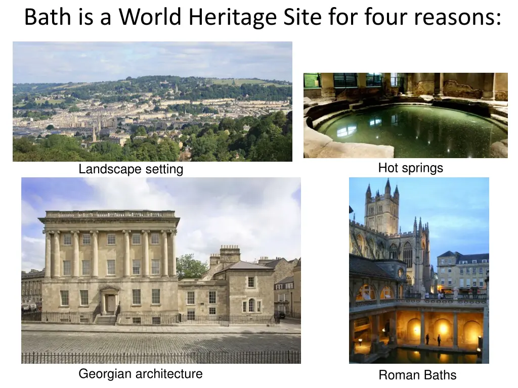 bath is a world heritage site for four reasons