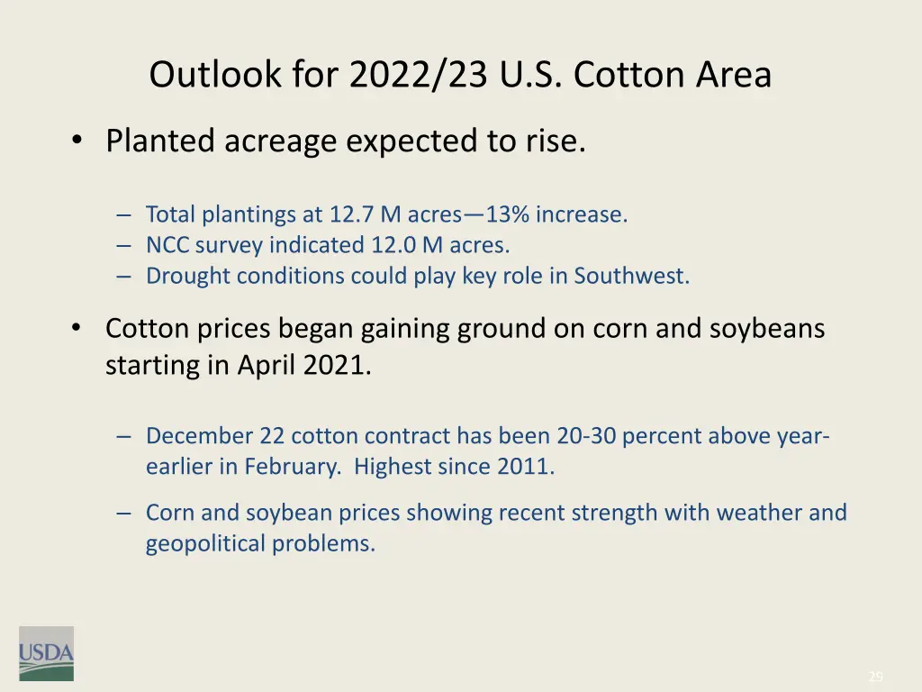 outlook for 2022 23 u s cotton area