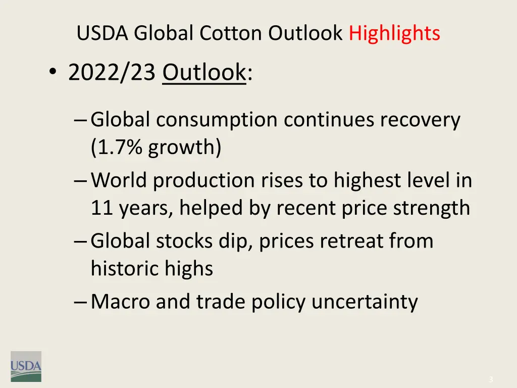 usda global cotton outlook highlights 2022