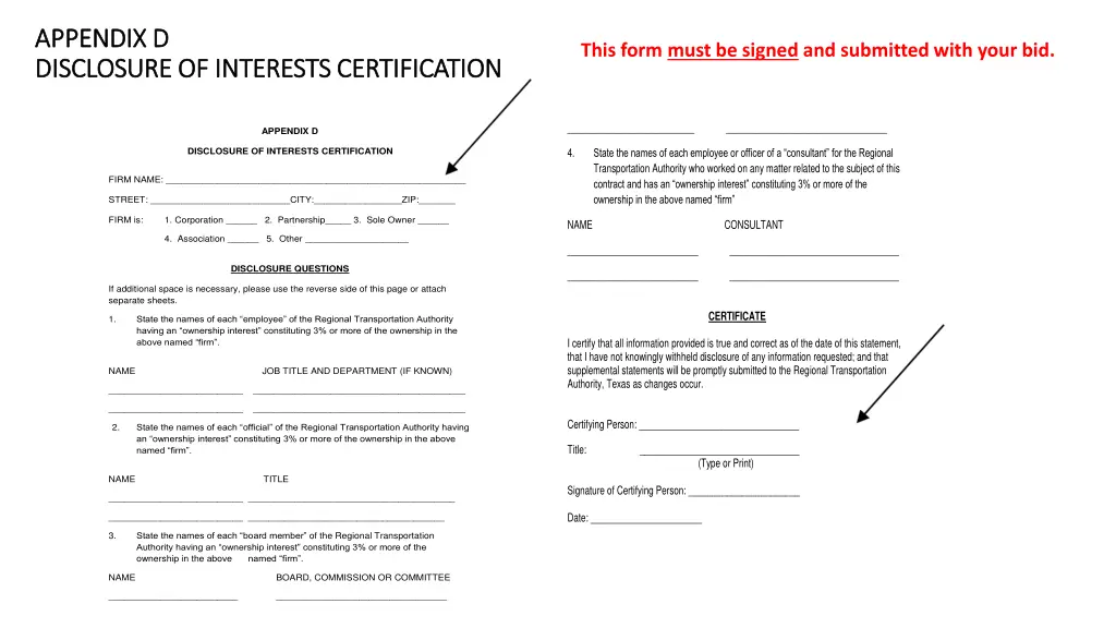 appendix d appendix d disclosure of interests