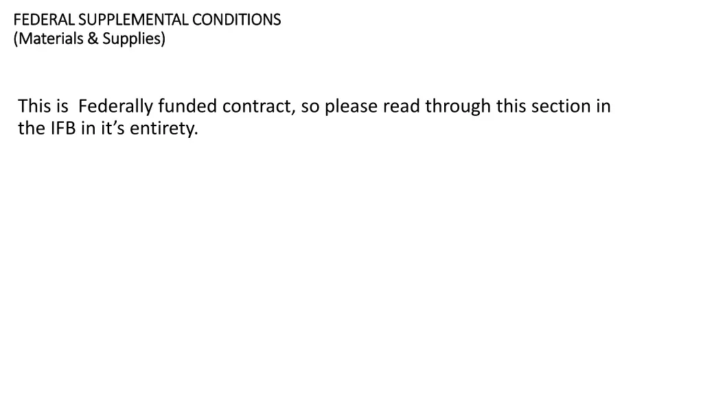 federal supplemental conditions federal