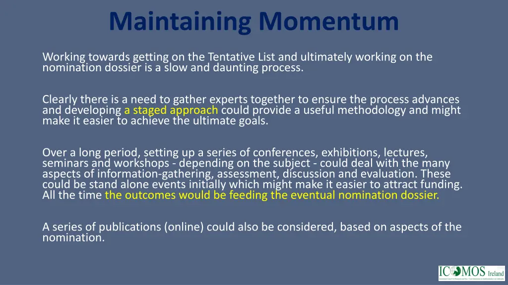 maintaining momentum