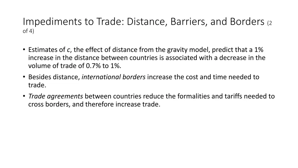 impediments to trade distance barriers 1