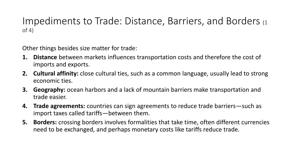 impediments to trade distance barriers