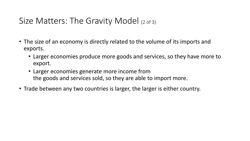 size matters the gravity model 2 of 3