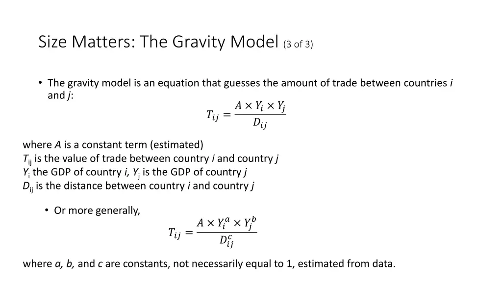 size matters the gravity model 3 of 3