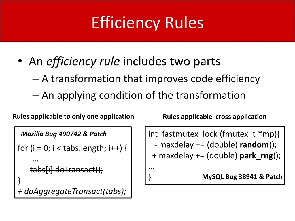 efficiency rules