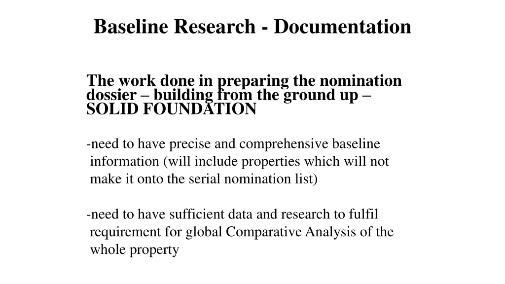 baseline research documentation