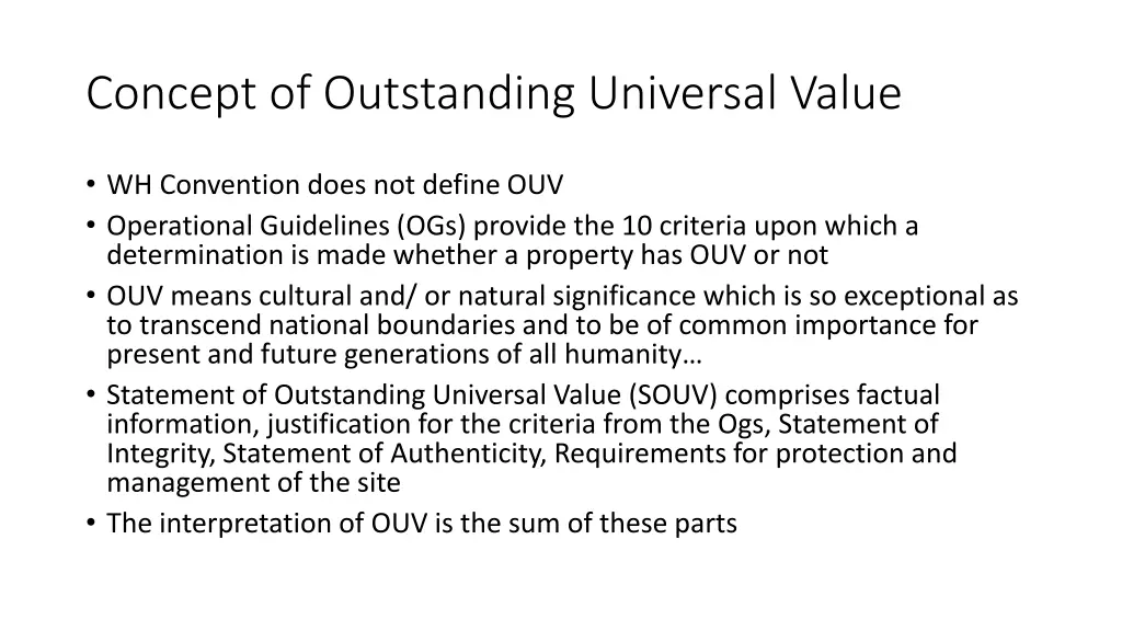 concept of outstanding universal value