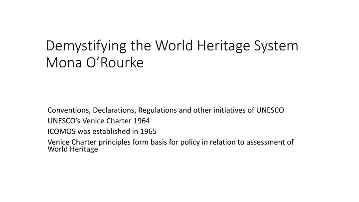 demystifying the world heritage system mona