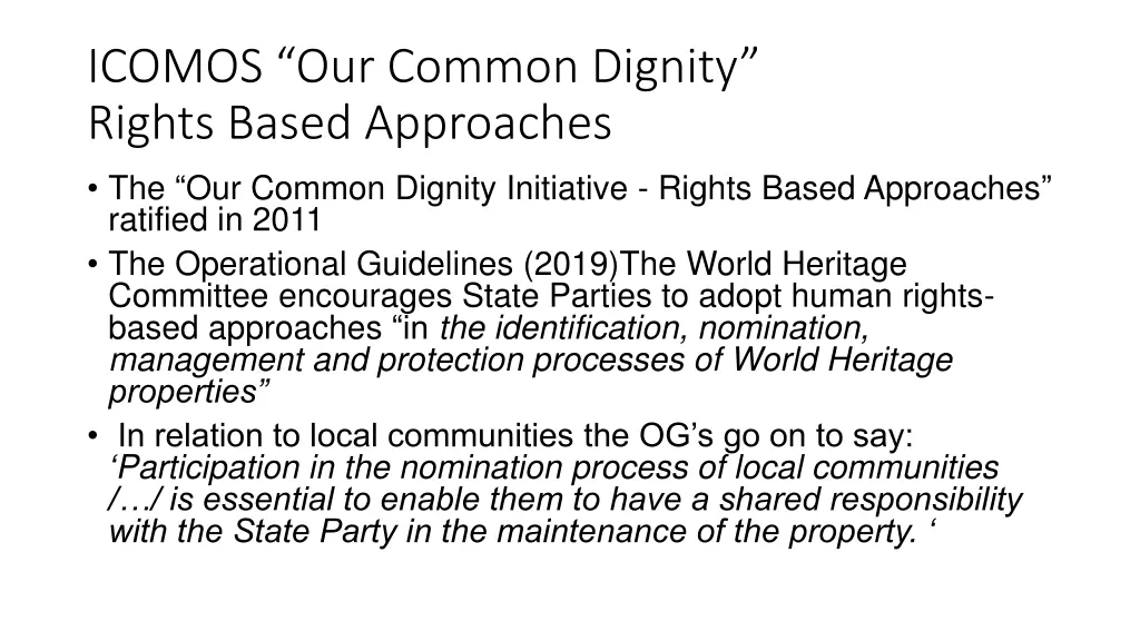 icomos our common dignity rights based approaches