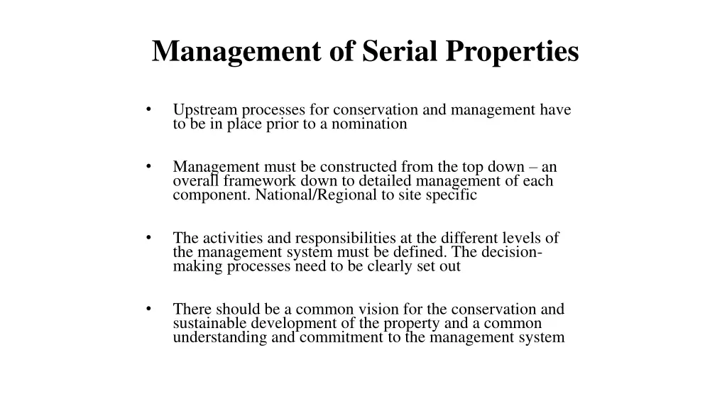 management of serial properties