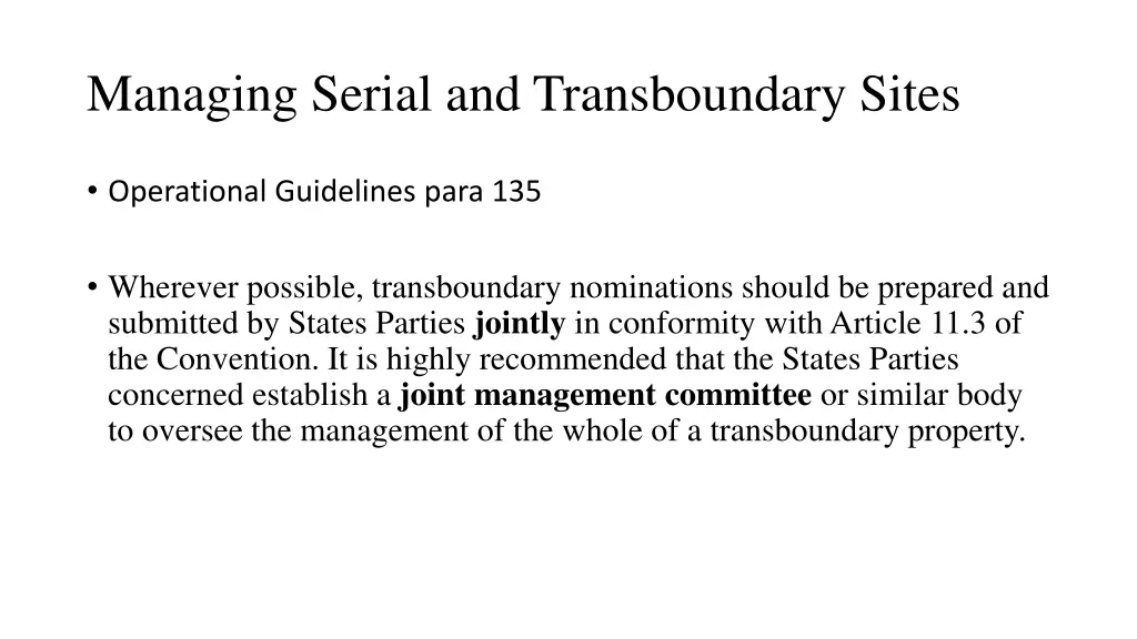 managing serial and transboundary sites