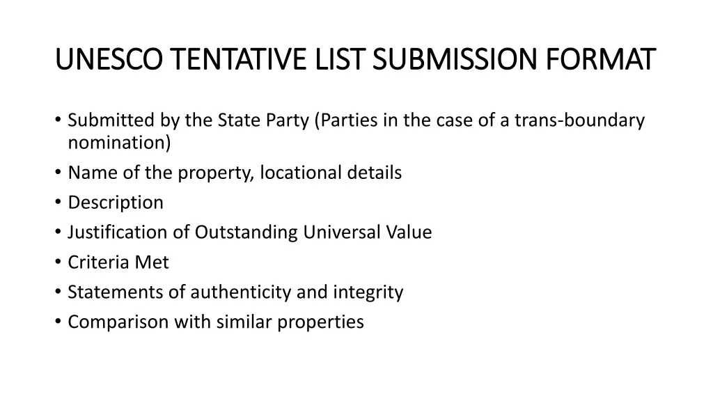 unesco tentative list submission format unesco