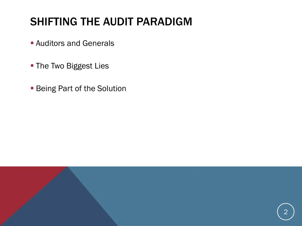 shifting the audit paradigm