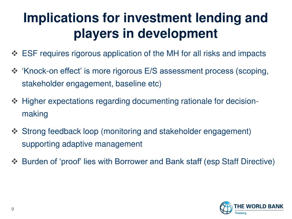 implications for investment lending and players