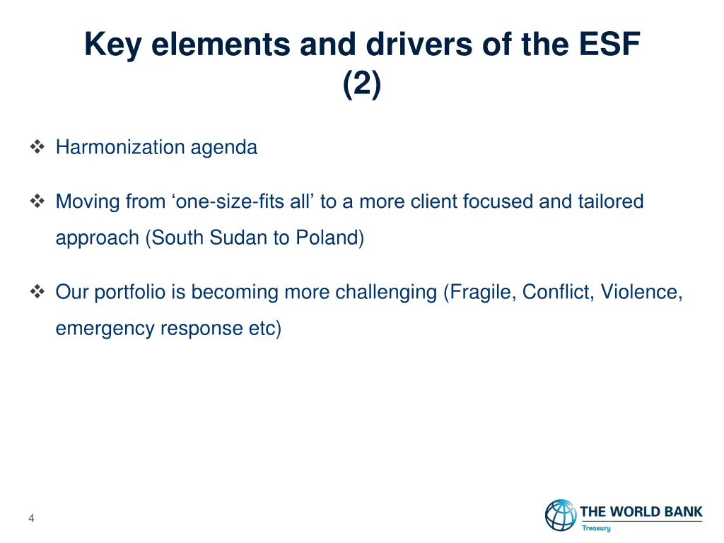 key elements and drivers of the esf 2