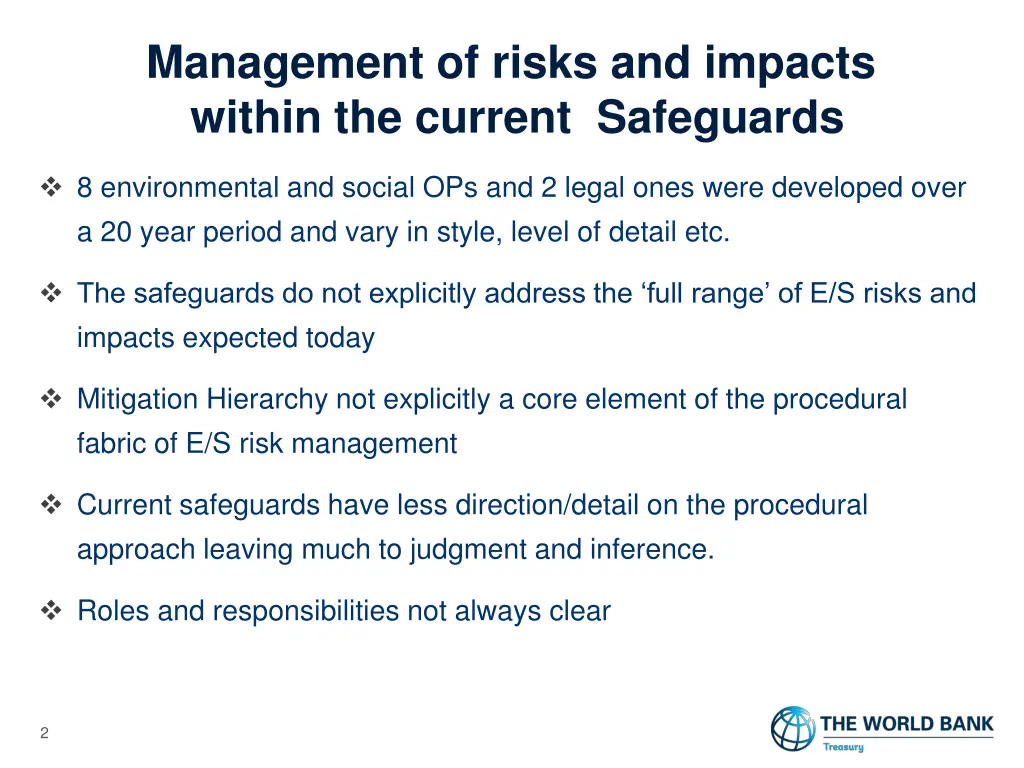 management of risks and impacts within