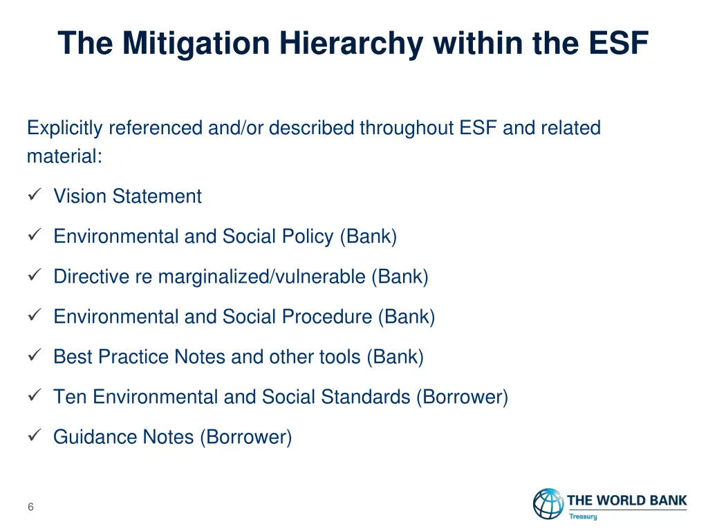 the mitigation hierarchy within the esf