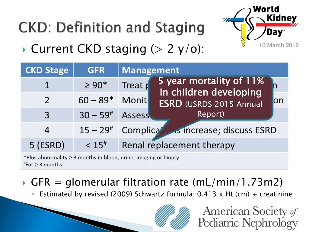 current ckd staging 2 y o