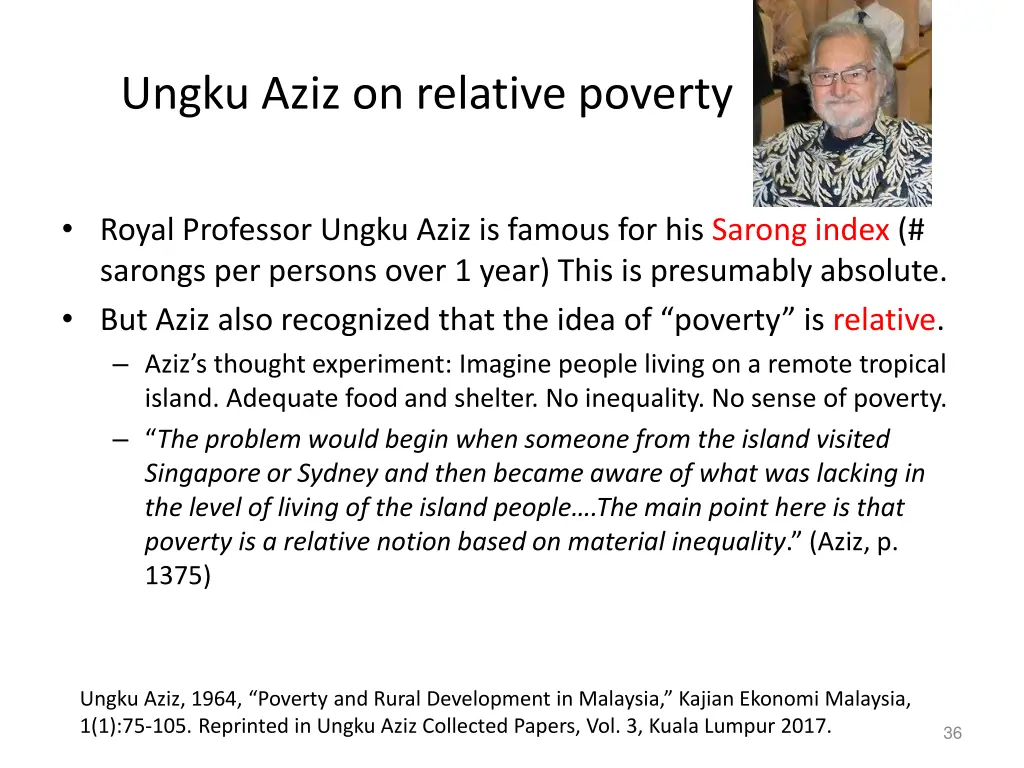 ungku aziz on relative poverty