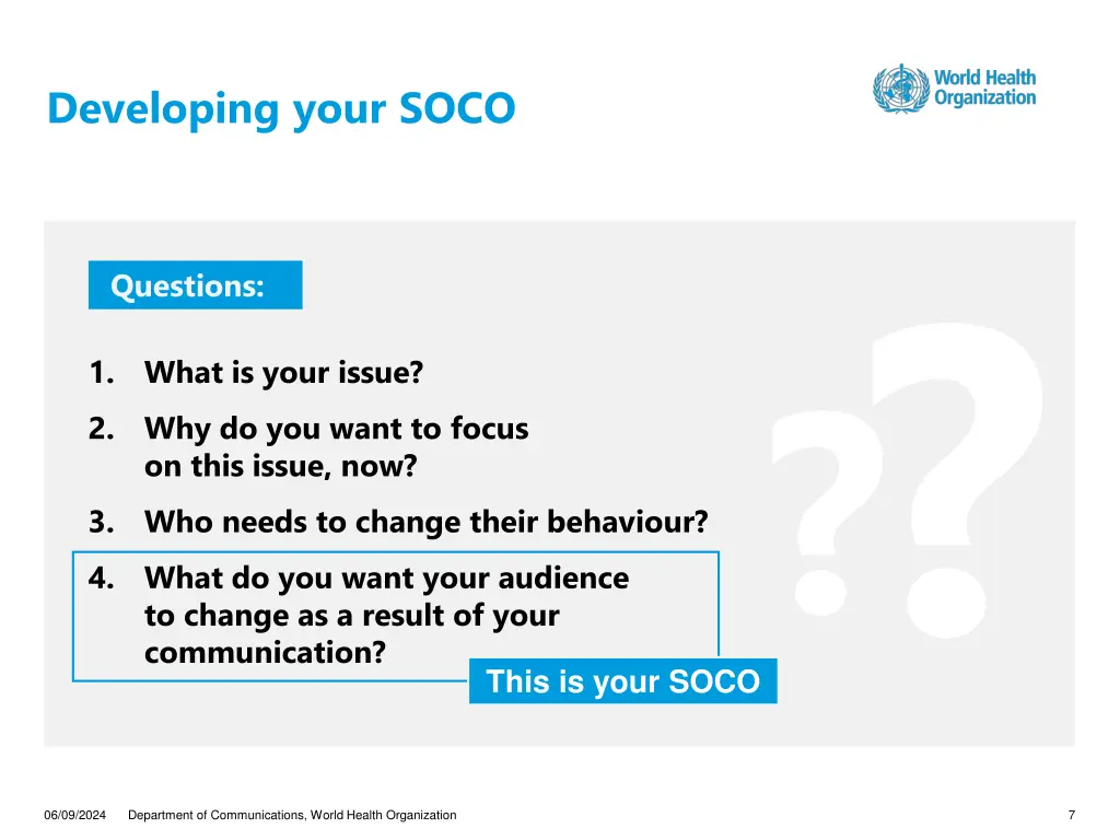 developing your soco