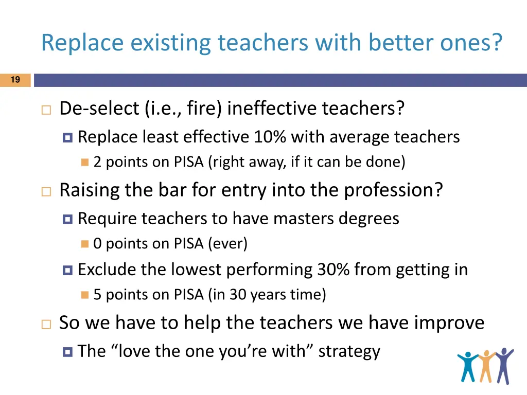 replace existing teachers with better ones