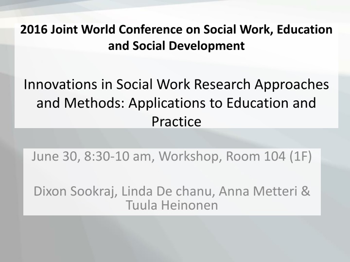 2016 joint world conference on social work