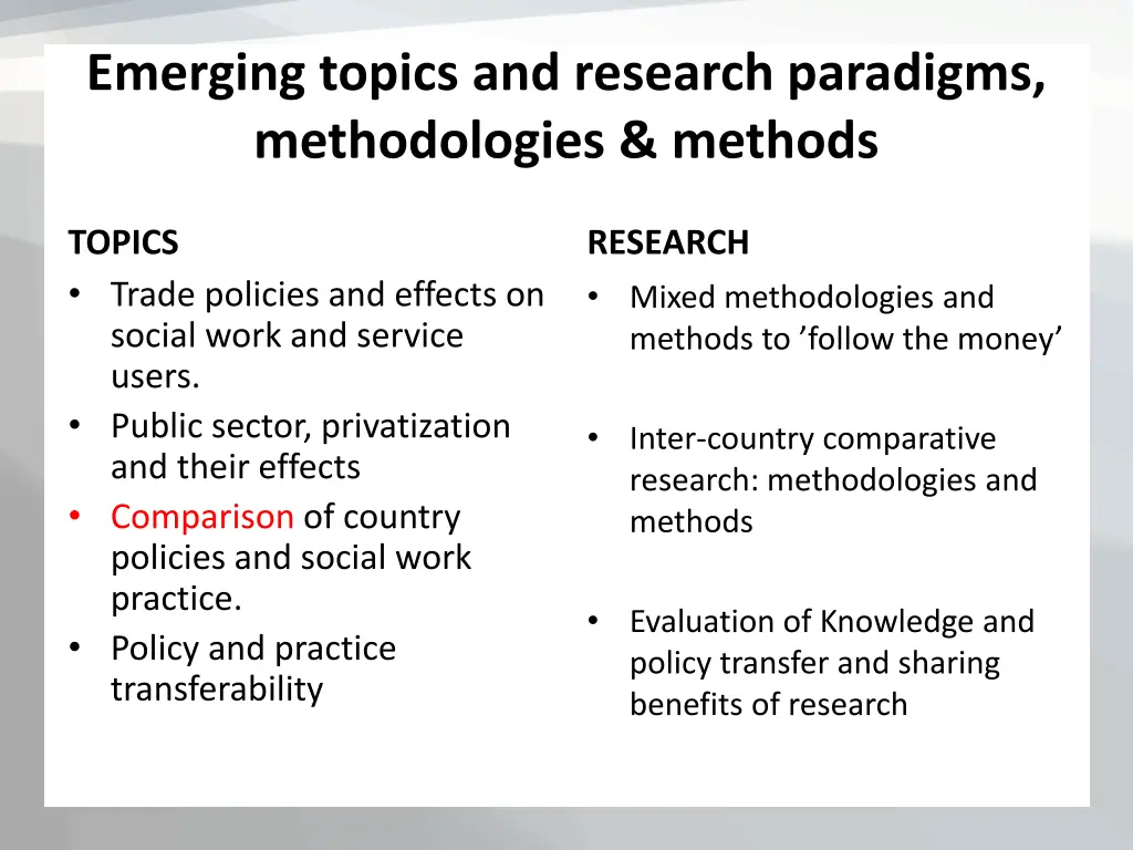 emerging topics and research paradigms 1