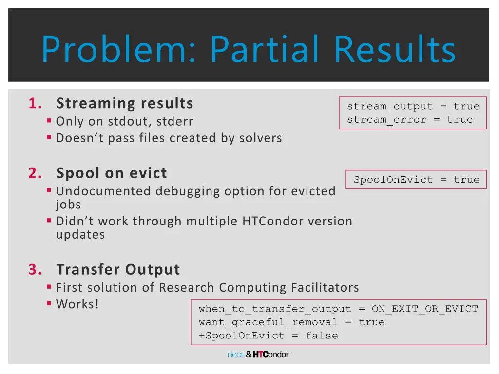 problem partial results