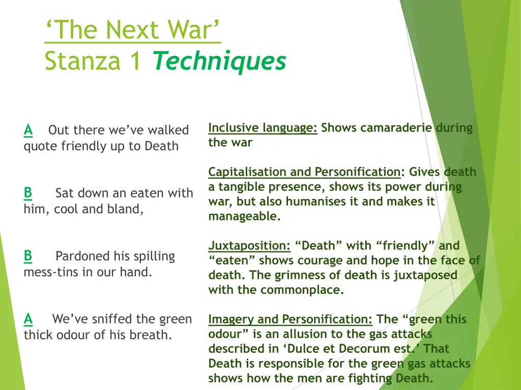 the next war stanza 1 techniques