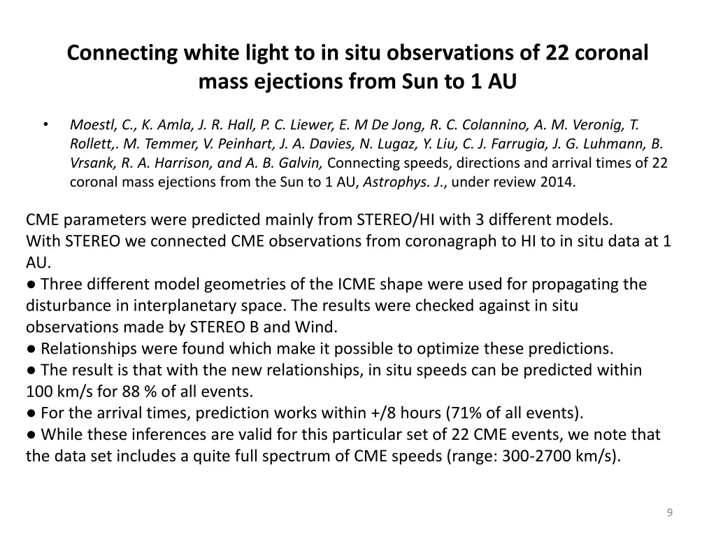 connecting white light to in situ observations