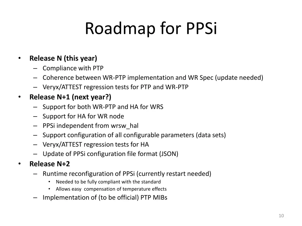 roadmap for ppsi