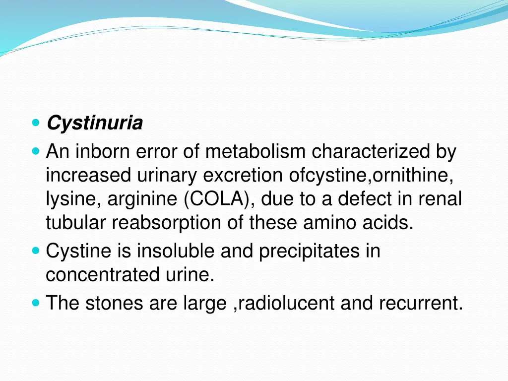 cystinuria an inborn error of metabolism