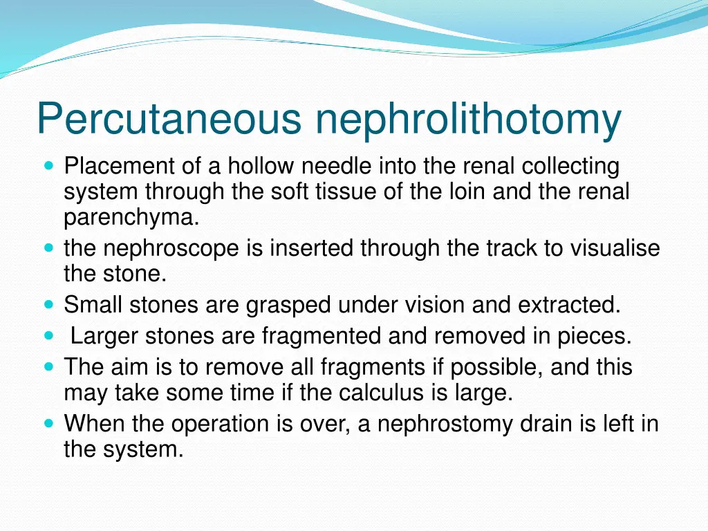 percutaneous nephrolithotomy placement