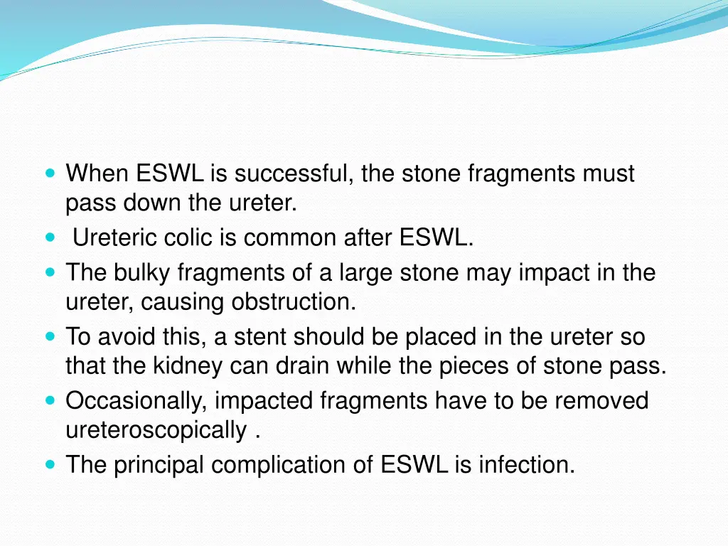 when eswl is successful the stone fragments must